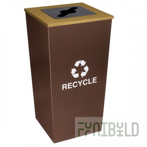 Ex-Cell Kaiser RC-MTR-34 R Metro Companion XL 34 Gallon Hammered Copper Square Recyclables Receptacle