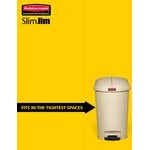 Rubbermaid® 1901999 Slim Jim Stainless Steel Black Accent Front Step-On Rectangular Trash Can with Single Rigid Plastic Liner - 96 Qt. / 24 Gallon Rubbermaid® 1901999 Slim Jim Stainless Steel Black Accent Front Step-On Rectangular Trash Can with Single Rigid Plastic Liner - 96 Qt. / 24 Gallon