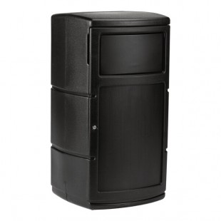 Commercial Zone 775101 PolyTec 25 Gallon Black Square Side Entry Trash Can with Dual-Flipper Dome Lid