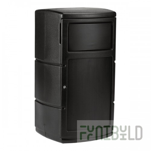 Commercial Zone 775101 PolyTec 25 Gallon Black Square Side Entry Trash Can with Dual-Flipper Dome Lid