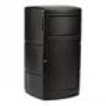 Commercial Zone 775101 PolyTec 25 Gallon Black Square Side Entry Trash Can with Dual-Flipper Dome Lid