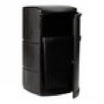 Commercial Zone 775101 PolyTec 25 Gallon Black Square Side Entry Trash Can with Dual-Flipper Dome Lid