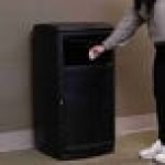 Commercial Zone 775101 PolyTec 25 Gallon Black Square Side Entry Trash Can with Dual-Flipper Dome Lid