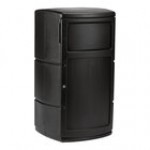 Commercial Zone 775101 PolyTec 25 Gallon Black Square Side Entry Trash Can with Dual-Flipper Dome Lid