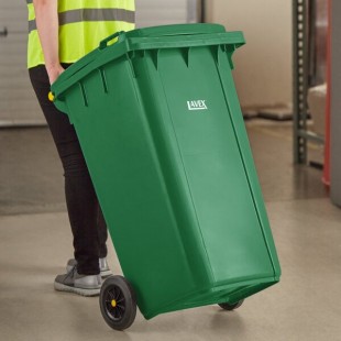 Lavex 50 Gallon Green Wheeled Rectangular Trash Can with Lid Lavex 50 Gallon Green Wheeled Rectangular Trash Can with Lid