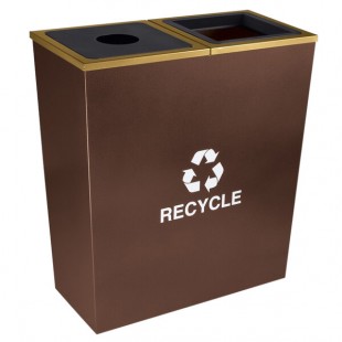 Ex-Cell Kaiser RC-MTR-2 HCPR Metro Collection 36 Gallon Hammered Copper Rectangular Two Stream Tapered Recycling Bin Ex-Cell Kaiser RC-MTR-2 HCPR Metro Collection 36 Gallon Hammered Copper Rectangular Two Stream Tapered Recycling Bin