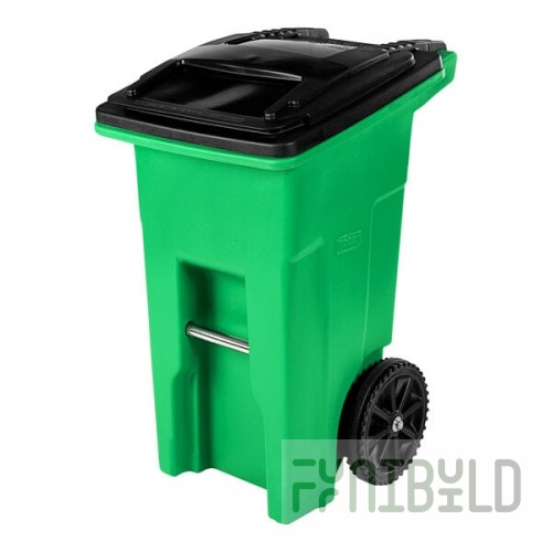 Toter ONA24-10456 Organics 24 Gallon Lime Green Rectangular Rotational Molded Rollout Cart with Lid