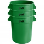 Lavex 55 Gallon Green Round Commercial Trash Can with Lid and Dolly