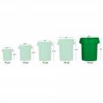 Lavex 55 Gallon Green Round Commercial Trash Can with Lid and Dolly