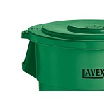 Lavex 55 Gallon Green Round Commercial Trash Can with Lid and Dolly