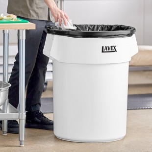 Lavex 55 Gallon White Round Commercial Trash Can Lavex 55 Gallon White Round Commercial Trash Can