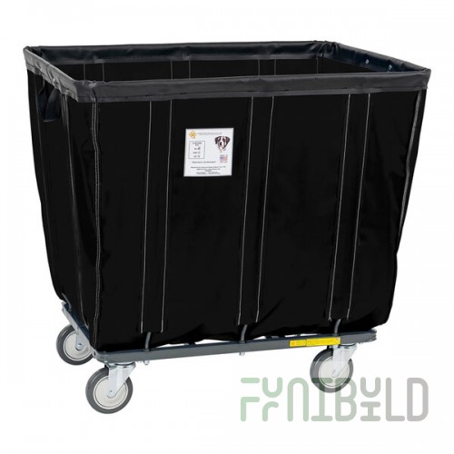 R&B Wire Products, Inc. 12 Bushel Black Fully Sewn Vinyl Basket Truck with Swivel Casters 412SOC/BLK