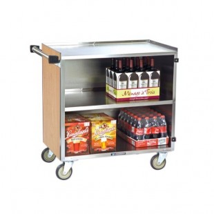 Lakeside 644LM 3 Shelf Medium Duty Stainless Steel Utility Cart with Enclosed Base and Light Maple Finish - 22 1/2