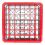 Noble Warewashing 49-Compartment Gray Full-Size Glass Rack with 3 Red Extenders
