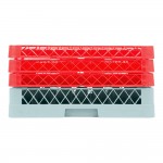 Noble Warewashing 49-Compartment Gray Full-Size Glass Rack with 3 Red Extenders