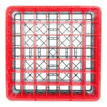 Noble Warewashing 49-Compartment Gray Full-Size Glass Rack with 3 Red Extenders