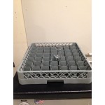 Noble Warewashing 49-Compartment Gray Full-Size Glass Rack with 3 Red Extenders