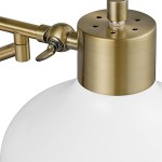 Globe Farmhouse White / Brass Plug-In or Hardwire Wall Sconce with Swing Arm - 120V, 60W Globe Farmhouse White / Brass Plug-In or Hardwire Wall Sconce with Swing Arm - 120V, 60W