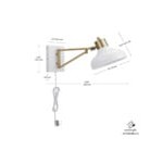 Globe Farmhouse White / Brass Plug-In or Hardwire Wall Sconce with Swing Arm - 120V, 60W Globe Farmhouse White / Brass Plug-In or Hardwire Wall Sconce with Swing Arm - 120V, 60W