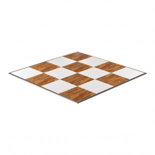 California Portable Dance Floor 16' x 16' New England Plank and White Checker Composite Laminate Portable Dance Floor with ADA-Compliant Edging