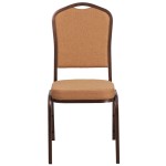 Flash Furniture FD-C01-C-4-GG Hercules Light Brown Fabric Crown Back Stackable Banquet Chair with Copper Vein Frame