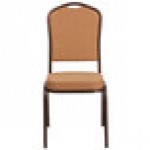 Flash Furniture FD-C01-C-4-GG Hercules Light Brown Fabric Crown Back Stackable Banquet Chair with Copper Vein Frame