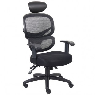 Boss B6338-HR Black Mesh Multi-Function Task Chair with Headrest Boss B6338-HR Black Mesh Multi-Function Task Chair with Headrest