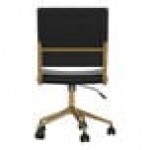 Martha Stewart Ivy Black Faux Leather Swivel Armless Office Chair with Polished Brass Finish