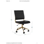 Martha Stewart Ivy Black Faux Leather Swivel Armless Office Chair with Polished Brass Finish