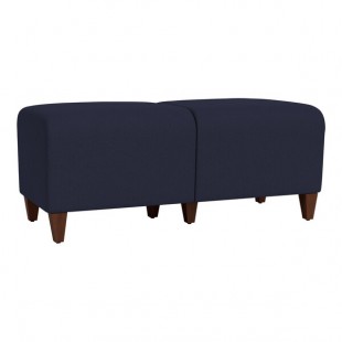 Lesro Ravenna Open House Navy Fabric 2-Seat Bench with Walnut Wood Legs