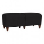 Lesro Ravenna Open House Navy Fabric 2-Seat Bench with Walnut Wood Legs Lesro Ravenna Open House Navy Fabric 2-Seat Bench with Walnut Wood Legs