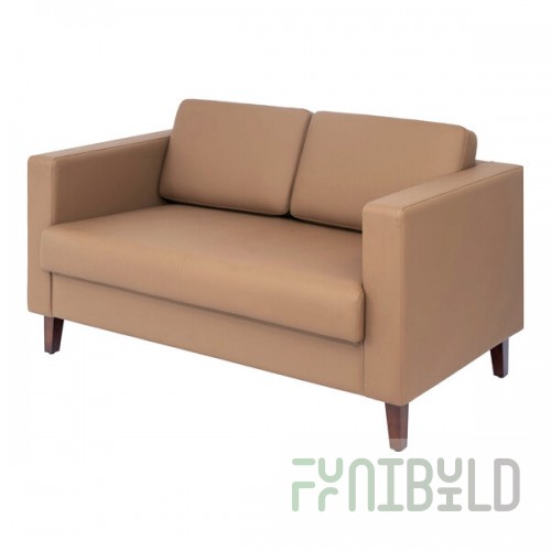 Flash Furniture Hercules Artemis Cognac LeatherSoft Loveseat with Charging Bank and Wooden Feet