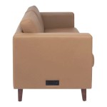 Flash Furniture Hercules Artemis Cognac LeatherSoft Loveseat with Charging Bank and Wooden Feet