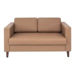 Flash Furniture Hercules Artemis Cognac LeatherSoft Loveseat with Charging Bank and Wooden Feet