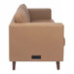 Flash Furniture Hercules Artemis Cognac LeatherSoft Loveseat with Charging Bank and Wooden Feet