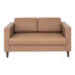 Flash Furniture Hercules Artemis Cognac LeatherSoft Loveseat with Charging Bank and Wooden Feet