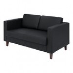 Flash Furniture Hercules Artemis Cognac LeatherSoft Loveseat with Charging Bank and Wooden Feet