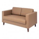 Flash Furniture Hercules Artemis Cognac LeatherSoft Loveseat with Charging Bank and Wooden Feet