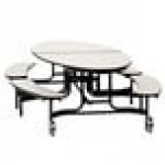 National Public Seating METB-PWTMCR 10' Elliptical Mobile Plywood Cafeteria Table with Chrome Frame and, T-Mold Edge, and 4 Benches National Public Seating METB-PWTMCR 10' Elliptical Mobile Plywood Cafeteria Table with Chrome Frame and, T-Mold Edge, and 4 Benches