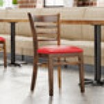Lancaster Table & Seating Vintage Finish Wood Ladder Back Chair with Red Vinyl Seat - Assembled Lancaster Table & Seating Vintage Finish Wood Ladder Back Chair with Red Vinyl Seat - Assembled