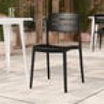 Lancaster Table & Seating Alto Black Stone Slat Back Resin Side Chair Lancaster Table & Seating Alto Black Stone Slat Back Resin Side Chair