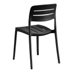 Lancaster Table & Seating Alto Black Stone Slat Back Resin Side Chair Lancaster Table & Seating Alto Black Stone Slat Back Resin Side Chair