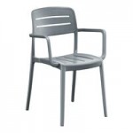 Lancaster Table & Seating Alto Black Stone Slat Back Resin Side Chair Lancaster Table & Seating Alto Black Stone Slat Back Resin Side Chair