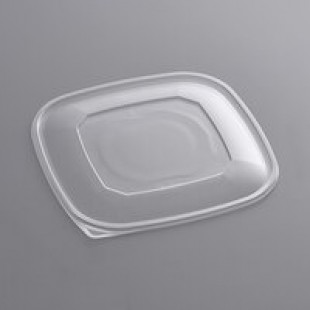 Fineline 15816L-FL Super Bowl Plus Clear Flat PET Plastic Lid for 80 and 160 oz. Square Bowls - 50/Case