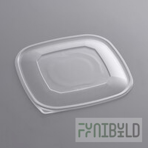 Fineline 15816L-FL Super Bowl Plus Clear Flat PET Plastic Lid for 80 and 160 oz. Square Bowls - 50/Case