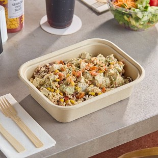 World Centric 60 oz. Compostable Fiber Container with Leaf Plus - 400/Case