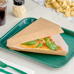 Choice Kraft Plain Clay-Coated Clamshell Pizza Slice Box - 400/Case