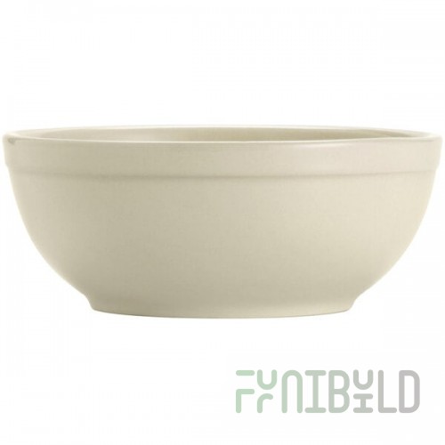 Libbey Porcelana Cream 18 oz. Cream White Rolled Edge Porcelain Nappie Bowl - Sample