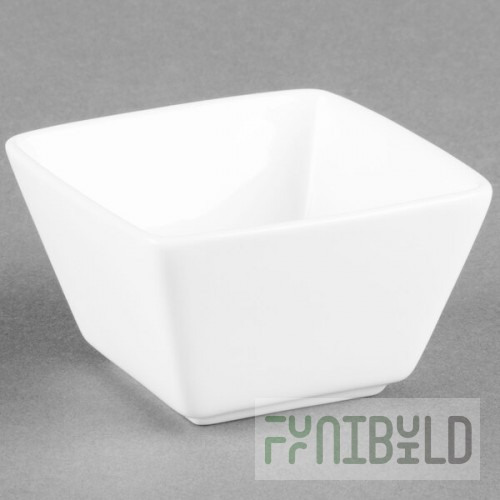 Libbey Slate 8 oz. Ultra Bright White Square Porcelain Bouillon Bowl - Sample