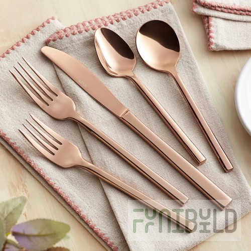 Acopa Phoenix Rose Gold 18/0 Stainless Steel Forged Flatware 5-Piece Set - Sample